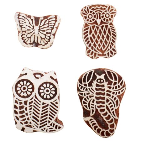 Set of 4 Piece New Mix Wooden Printing Block